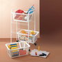 Metaltex San Diego - Carrito Auxiliar Multiusos de Metal con 3 Cestos Extraíbles, 4 Ruedas, Color Blanco, 30 x 38 x 68 cm