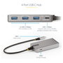 StarTech.com Hub Ladrón USB-C de 4 Puertos con Salida Vídeo 4K 60Hz y PD 100W - Plata