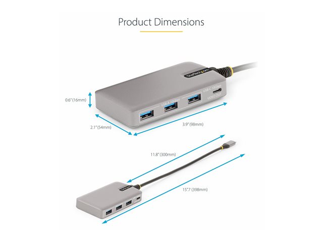 StarTech.com HB31C3A1CDPPD3 Hub USB 3.2 Gen 2 Type-C 10 Gbps Plata