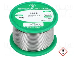BROQUETAS Estaño Sn97Ag3 libre de plomo 1mm 100g