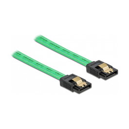 DeLOCK Cable SATA III 6 Gb/s con efecto de brillo UV verde 20 cm