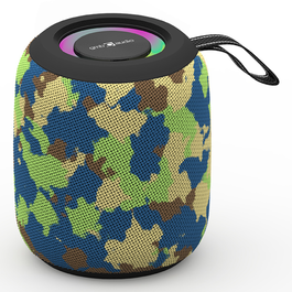 Gembird Altavoz Portátil SPK-BT-LED-05-CM con LED, Bluetooth, 8 W, Diseño Camuflaje, Para Fiesta o Exterior