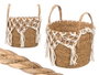 Giftdecor Macetero Colgante Mimbre Macramé Blanco 28x32x28 cm Algodón y Esparto (Set de 6)