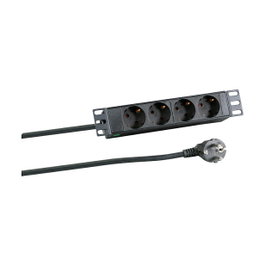 EFB Elektronik EK631DE.10 Regleta de alimentación de aluminio con 4 salidas AC, Negro