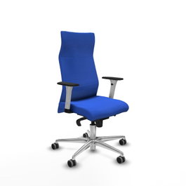 PIQUERAS Y CRESPO Sillón Albacete con Mecanismo Sincro, Tela Azul, Base Aluminio