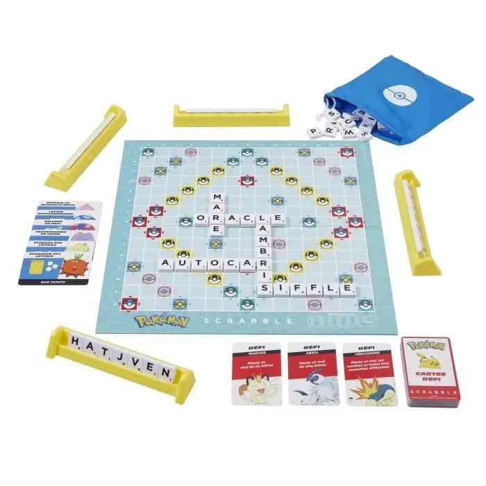 Mattel Games Scrabble Pokémon HXT27 Juego de Mesa Familiar con 2 Modos de Juego
