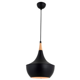 Opviq Lámpara de Araña AV-4106-A7-BSY de Metal, Negro y Roble, Estilo Moderno, Novedad, Industrial, Escandinavo, Altura 90 cm, Diámetro 40 cm