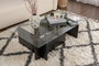Nordure Mesa de Centro Wooden Black, Madera Negra, Cristal Templado, Tablero Melamina, 105x65x30 cm