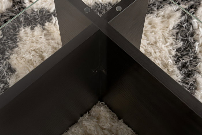 Nordure Mesa de Centro Wooden Black, Madera Negra, Cristal Templado, Tablero Melamina, 105x65x30 cm