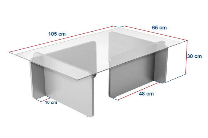 Nordure Mesa de Centro Wooden Black, Madera Negra, Cristal Templado, Tablero Melamina, 105x65x30 cm