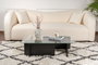 Nordure Mesa de Centro Wooden Black, Madera Negra, Cristal Templado, Tablero Melamina, 105x65x30 cm