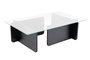Nordure Mesa de Centro Wooden Black, Madera Negra, Cristal Templado, Tablero Melamina, 105x65x30 cm