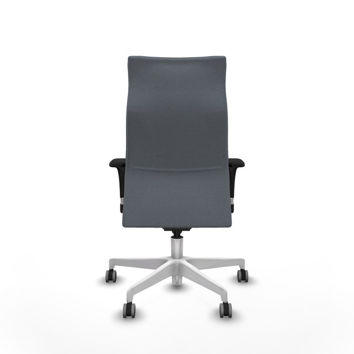 PIQUERAS Y CRESPO Sillón Albacete con Mecanismo Sincro, Tela Gris y Base Blanca