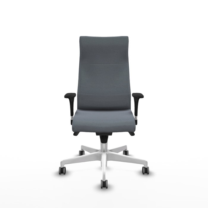 PIQUERAS Y CRESPO Sillón Albacete con Mecanismo Sincro, Tela Gris y Base Blanca