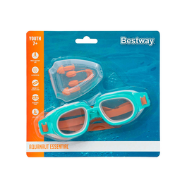 Bestway Set Natacion Gafas Pinza y Tapones Junior Correa Silicona +7 Años Playa y Piscina 26034