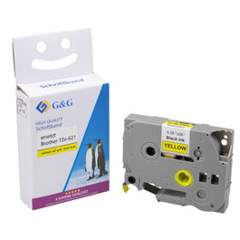 G&G Cinta de etiquetado 9 mm x 8 m Negro sobre Amarillo compatible con Brother TZe-621