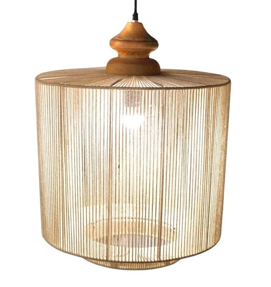 DKD Home Decor Lámpara de Techo Algodón y Mango Natural