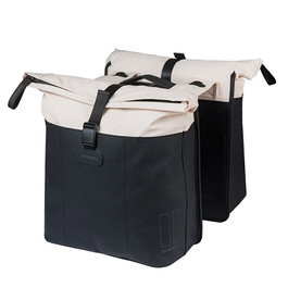 Basil Alforjas Vive Shopper MIK 2.0 - Doble, 28-35L, PET Reciclado, Impermeable, 30x14x38cm