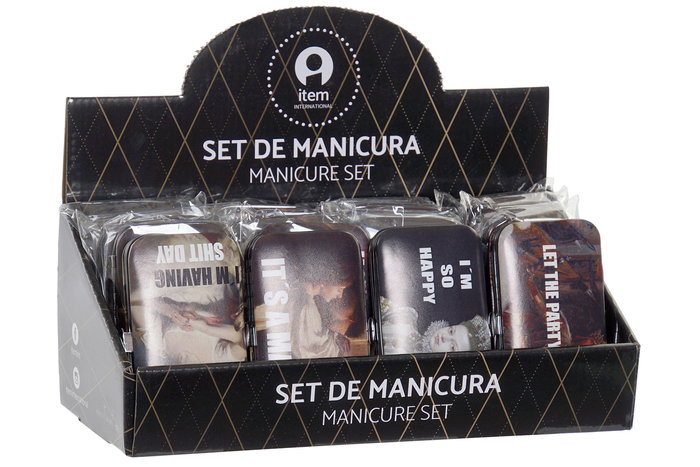 DKD Home Decor Manicura Art fun Set de 5 Piezas Negro Multicolor (PU, Inox) 6.5 x 2 x 11 cm