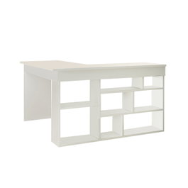 Hanah Home Ct5-W Mesa de estudio Blanca 129x72x120cm Tablero de Partículas Recubierto de Melamina Grosor 18mm