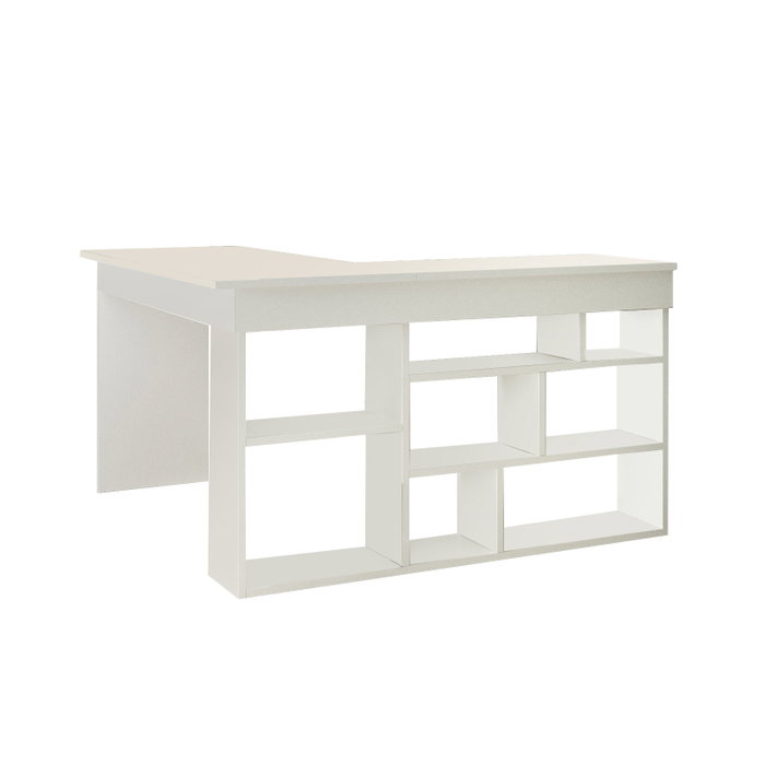 Hanah Home Ct5-W Mesa de estudio Blanca 129x72x120cm Tablero de Partículas Recubierto de Melamina Grosor 18mm Hanah Home Ct5-W Mesa de estudio Blanca 129x72x120cm Tablero de Partículas Recubierto de Melamina Grosor 18mm