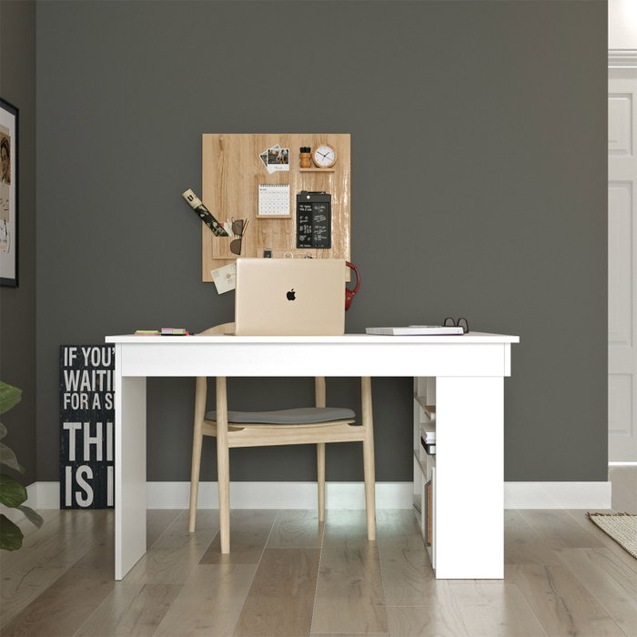 Hanah Home Ct5-W Mesa de estudio Blanca 129x72x120cm Tablero de Partículas Recubierto de Melamina Grosor 18mm Hanah Home Ct5-W Mesa de estudio Blanca 129x72x120cm Tablero de Partículas Recubierto de Melamina Grosor 18mm