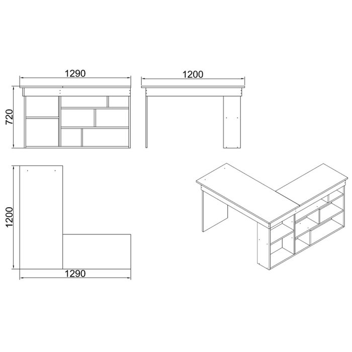 Hanah Home Ct5-W Mesa de estudio Blanca 129x72x120cm Tablero de Partículas Recubierto de Melamina Grosor 18mm Hanah Home Ct5-W Mesa de estudio Blanca 129x72x120cm Tablero de Partículas Recubierto de Melamina Grosor 18mm