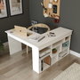 Hanah Home Ct5-W Mesa de estudio Blanca 129x72x120cm Tablero de Partículas Recubierto de Melamina Grosor 18mm