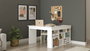 Hanah Home Ct5-W Mesa de estudio Blanca 129x72x120cm Tablero de Partículas Recubierto de Melamina Grosor 18mm