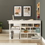 Hanah Home Ct5-W Mesa de estudio Blanca 129x72x120cm Tablero de Partículas Recubierto de Melamina Grosor 18mm