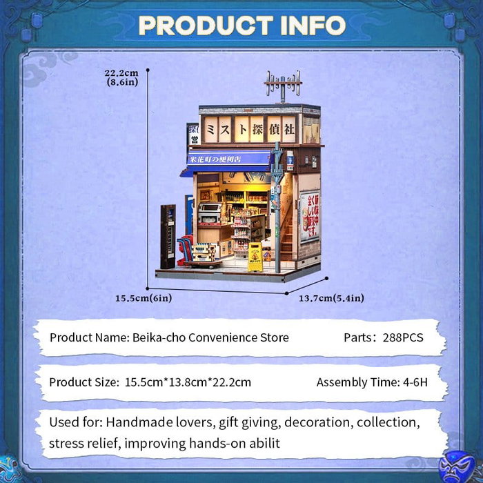 Maqueta Model Kit Miniature House Beika-cho Convenience Store 22 x 15 cm Maqueta Model Kit Miniature House Beika-cho Convenience Store 22 x 15 cm
