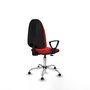 Silla de oficina Algarra con mecanismo Contacto permanente básico tapizada con Similpiel color Rojo. Equipada con Base cromada, Brazos fijosy Topes