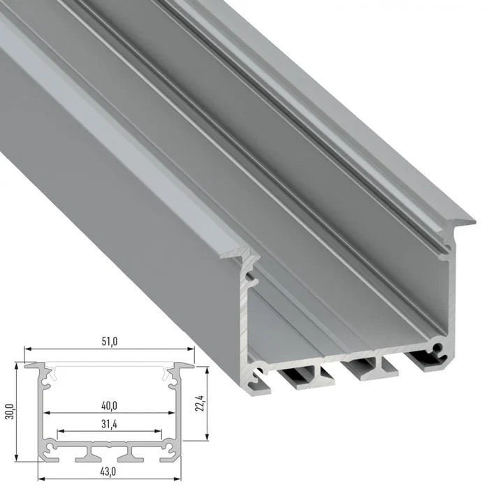 Perfil Aluminio INSO 2,02M Anodizado Plata