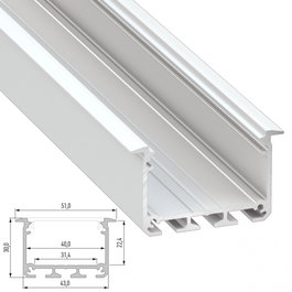 Perfil de aluminio tipo INSO 2,02m Anodizado plata