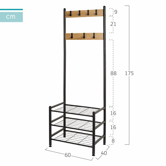 Color Baby Max Home-Perchero con Baldas 60x40x175 cm