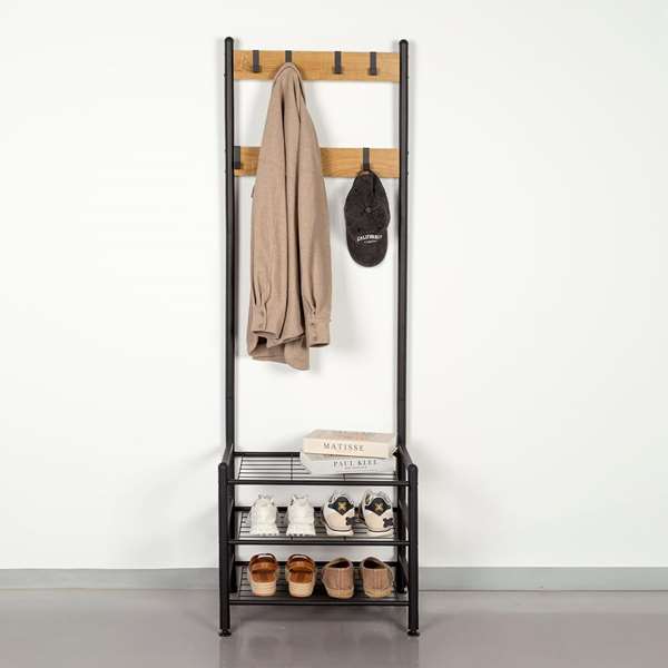 Max Home Perchero con baldas 60x40x175 cm de acero y melamina