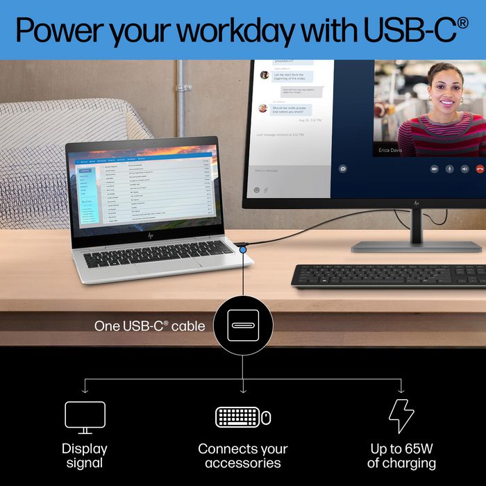 HP Monitor E32k G5 80 cm (31.5") 4K USB-C HDR con Altavoces, Base Ajustable y Carga de 65W