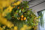 Oplante Vara Decorativa de Limonero Artificial, Rama de Flores con 5 Limones Amarillos, 120 cm de Largo, Material Plástico