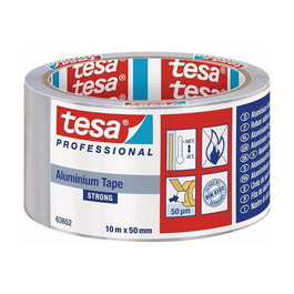 Tesa Cinta de Aluminio Universal 30 Micras 50 mm x 10 m para Fontanería, Aislamiento y Tuberías 63632-00000-00