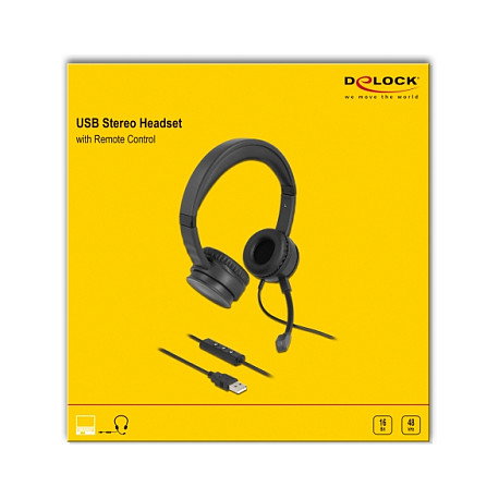 DeLOCK Auriculares Estéreo USB con Mando a Distancia y Botón Quick-Mute DeLOCK Auriculares Estéreo USB con Mando a Distancia y Botón Quick-Mute
