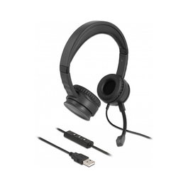 DeLOCK Auriculares Estéreo USB con Mando a Distancia y Botón Quick-Mute
