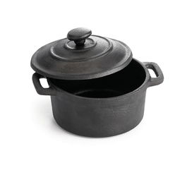 TABLECRAFT - CW30110/6 - Pack de 6 unidades - Cazuelita miniatura redonda con tapa 235 ml - 10 x 10 x 8,5 cm - 13 cm Ø con asa - Negro