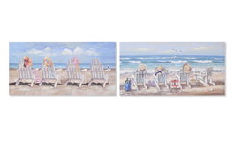 DKD Home Decor Cuadro Mediterraneo Multicolor Lienzo y MDF 3 x 60 x 120 cm (2 Unidades)
