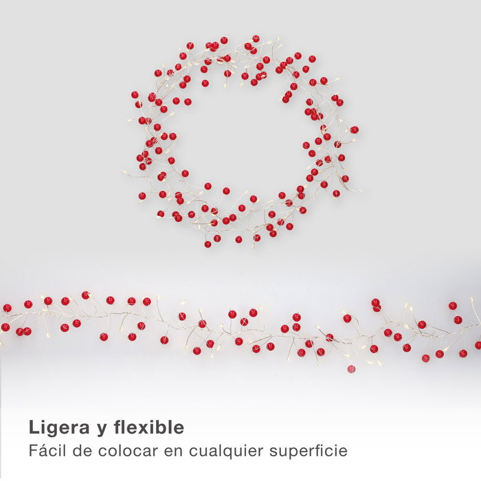 GSC Evolution Guirnalda LED de perlas rojas 1,5M Luz cálida