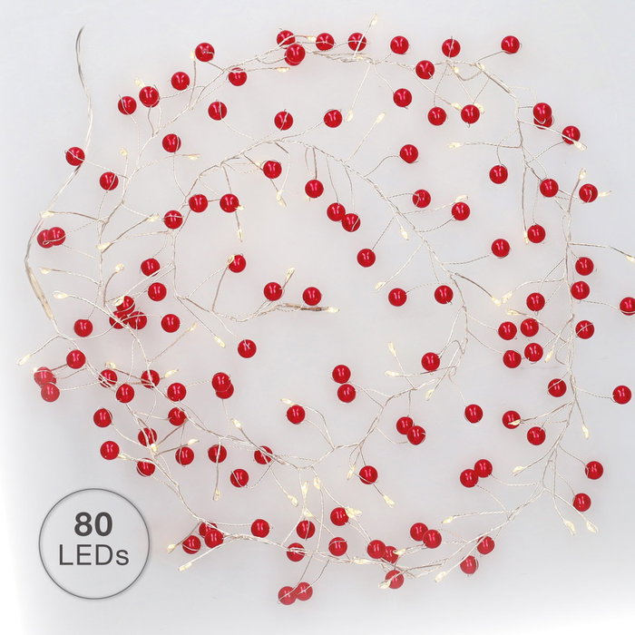 GSC Evolution Guirnalda LED de perlas rojas 1,5M Luz cálida