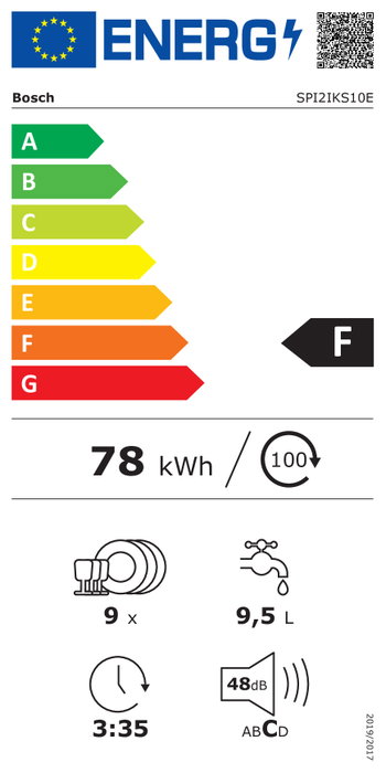 Bosch SPI2IKS10E Serie 2 Lavavajillas Semi Integrado 45 cm Acero Inoxidable