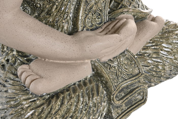 DKD Home Decor Figura de Buda Beige y Verde en Magnesia y Fibra de Vidrio