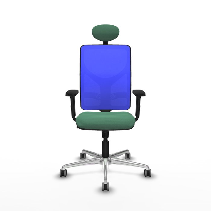 PIQUERAS Y CRESPO Silla de oficina Motilla con mecanismo Sincro, Verde esmeralda y Azul