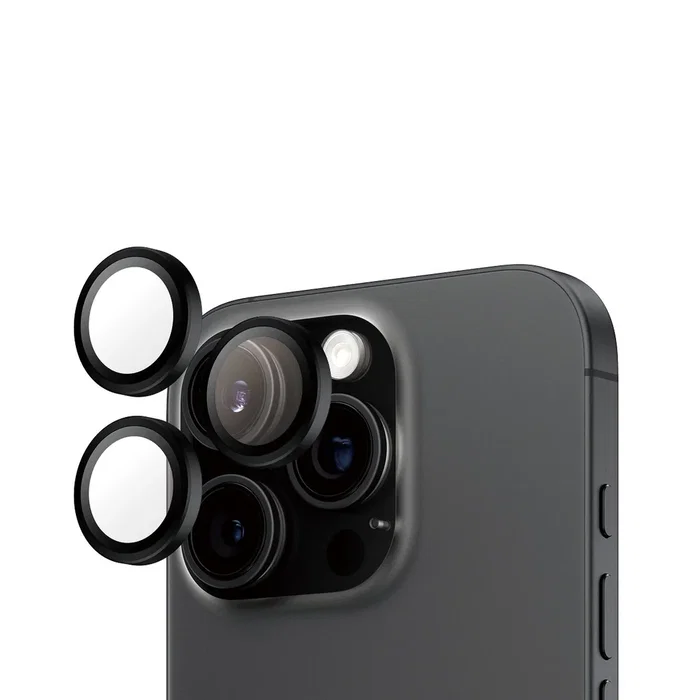 PanzerGlass Hoops Camera Lens Protector Black para iPhone 16 Pro y 16 Pro Max - Vidrio Templado, Aplicación en Seco, Resistente a Rayones y Golpes