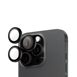 PanzerGlass Hoops Camera Lens Protector Black para iPhone 16 Pro y 16 Pro Max - Vidrio Templado, Aplicación en Seco, Resistente a Rayones y Golpes